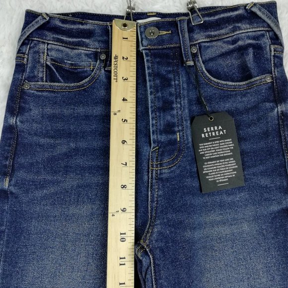 Serra Retreat Womens‎ Jeans Straight Leg Blue Denim Dark Wash High Rise 0 New - Picture 4 of 14